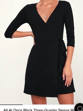 Lulu's Black Wrap Midi Dress with Tie Waist